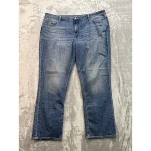 Lee Jean Women Plus Sz 20L Blue Regular Fit Straight Leg Mid Rise Whiskered Fade